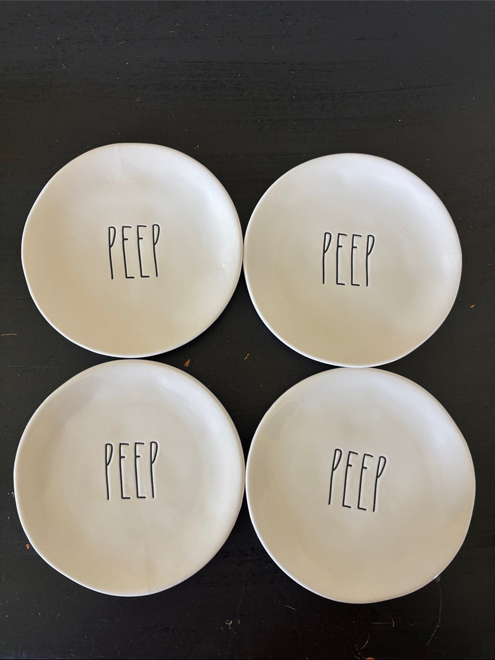 Rae Dunn White Stoneware 'Peep' Salad Plates - Set of 4